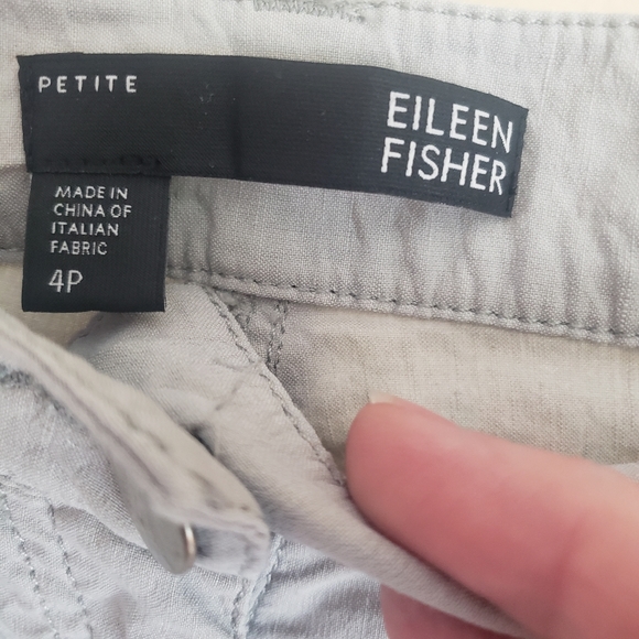 EILEEN FISHER WOMEN'S 4 PETITE LIGHTWEIGHT LINEN BLEND GRAY PANTS - Picture 4 of 6